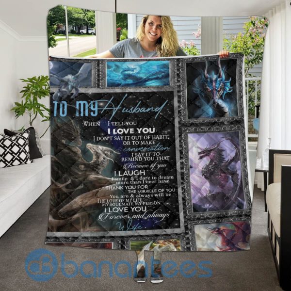 To My Husband Dragon Lover Quilt Blanket Quilt Product Photo