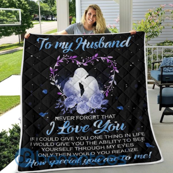 To My Husband I Love You Quilt Blanket Product Photo