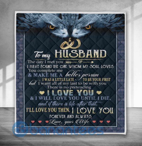 To My Husband Love You Eagle Quilt Blanket Quilt Product Photo