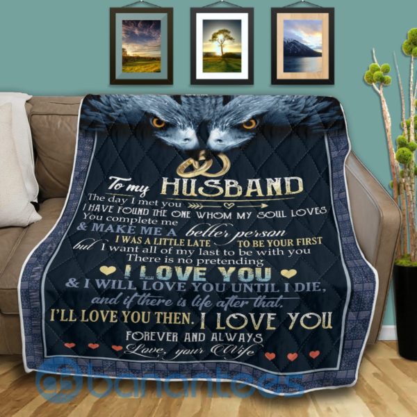 To My Husband Love You Eagle Quilt Blanket Quilt Product Photo