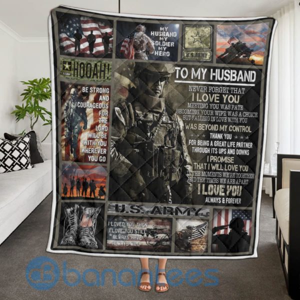 To My Husband My Soldier My Hero Blanket Quilt Product Photo