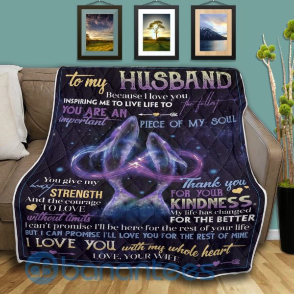 To My Husband Thank You For Your Kindness Whale Quilt Blanket Quilt Product Photo