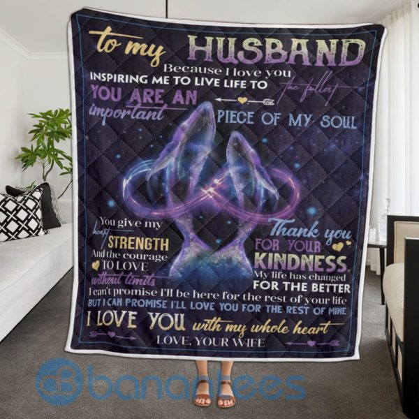 To My Husband Thank You For Your Kindness Whale Quilt Blanket Quilt Product Photo