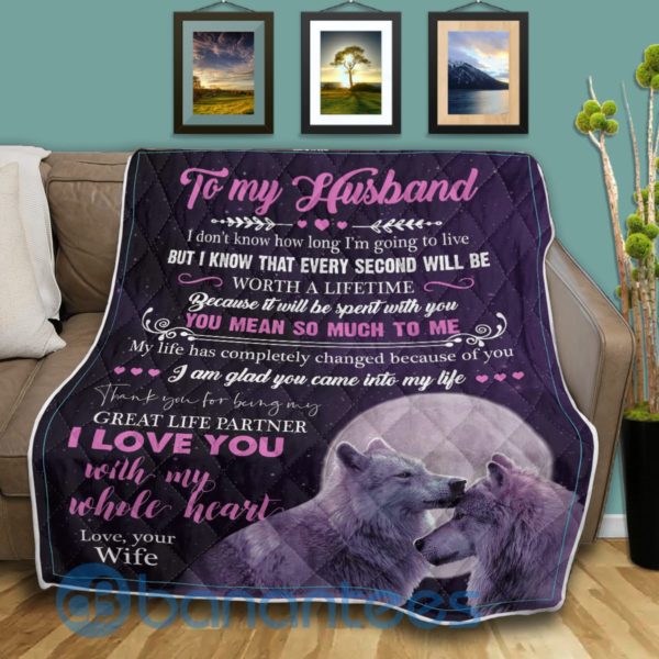 To My Husband Wolf Lover Quilt Blanket Quilt Product Photo