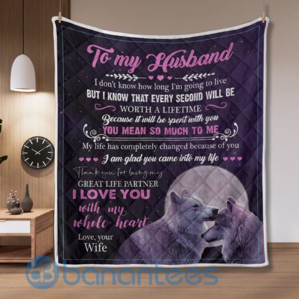 To My Husband Wolf Lover Quilt Blanket Quilt Product Photo