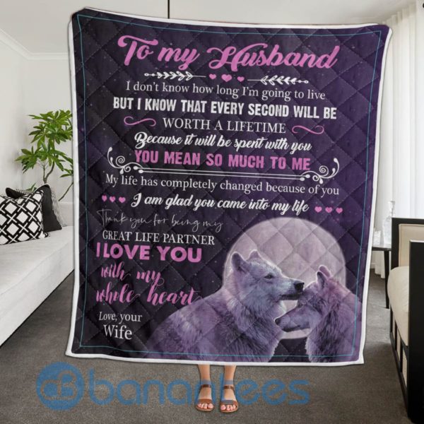 To My Husband Wolf Lover Quilt Blanket Quilt Product Photo