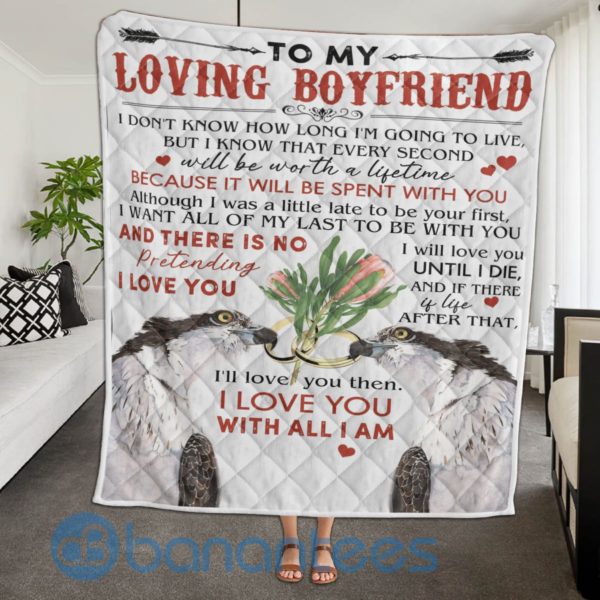 To My Loving Boyfriend Eagle Blanket Quilt Product Photo