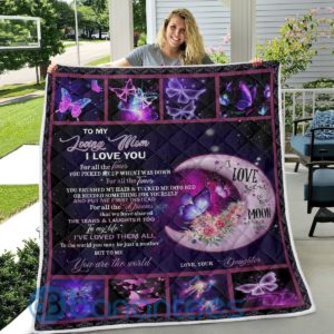 To My Loving Mom I Love You Butterfly Blanket Quilt Product Photo