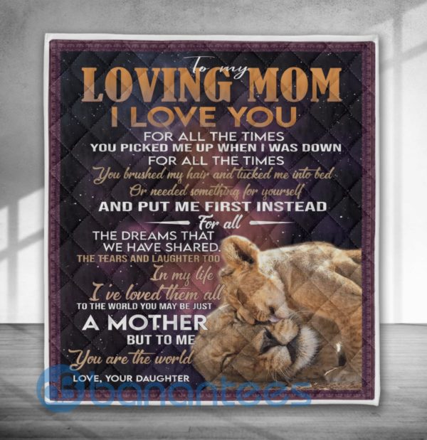 To My Loving Mom I Love You Lion Blanket Quilt Product Photo