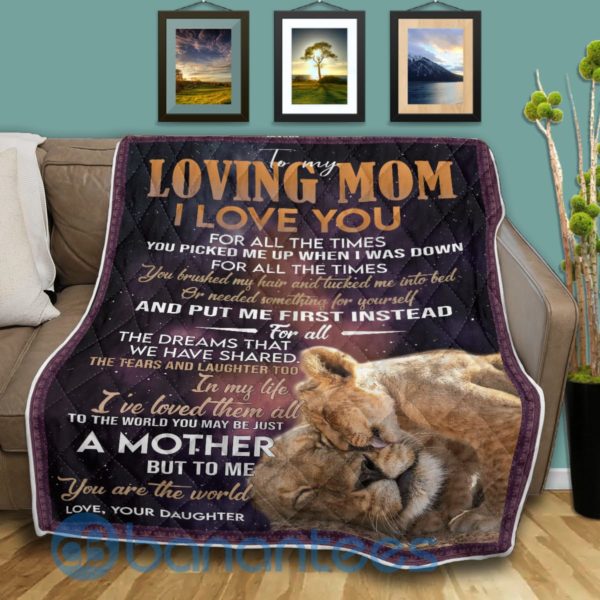 To My Loving Mom I Love You Lion Blanket Quilt Product Photo