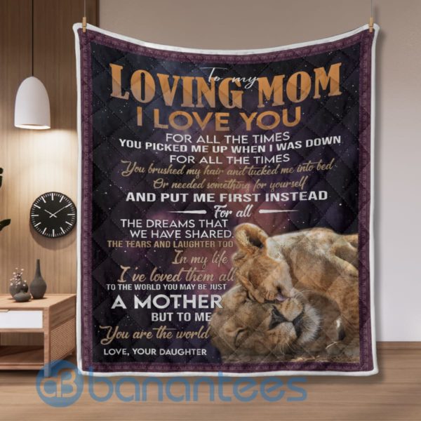 To My Loving Mom I Love You Lion Blanket Quilt Product Photo
