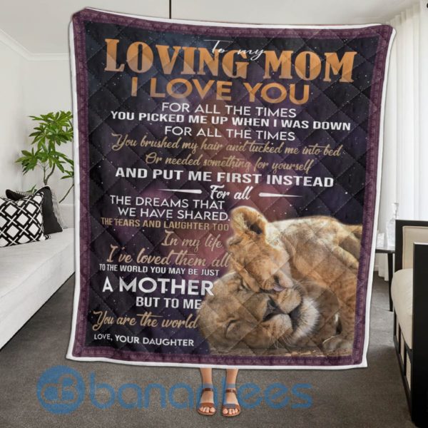 To My Loving Mom I Love You Lion Blanket Quilt Product Photo