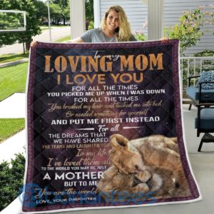 To My Loving Mom I Love You Lion Blanket Quilt Product Photo
