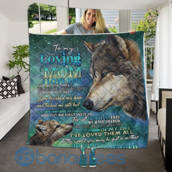 To My Loving Mom Wolf Quilt Blanket Quilt Product Photo