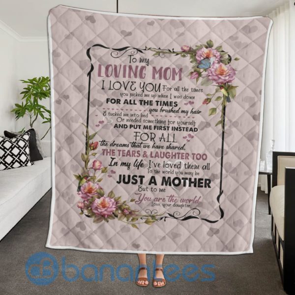To My Loving Mom You Are The World Blanket Quilt Product Photo