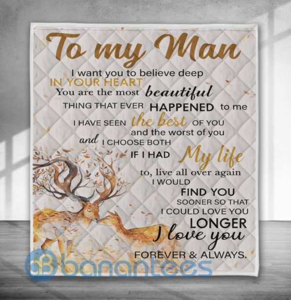 To My Man Deer Quilt Blanket Quilt Product Photo