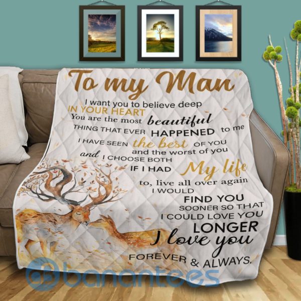 To My Man Deer Quilt Blanket Quilt Product Photo