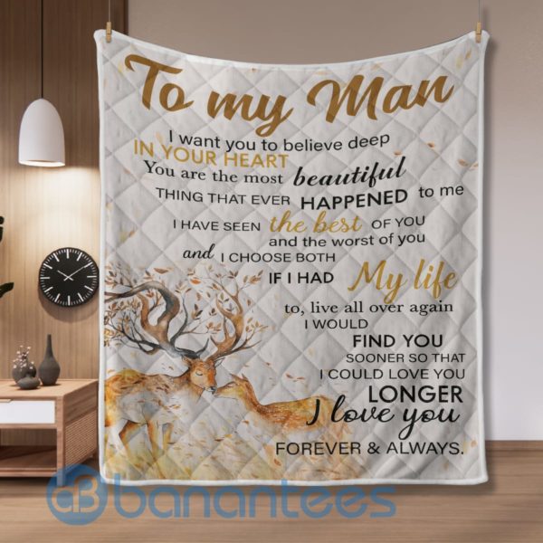 To My Man Deer Quilt Blanket Quilt Product Photo