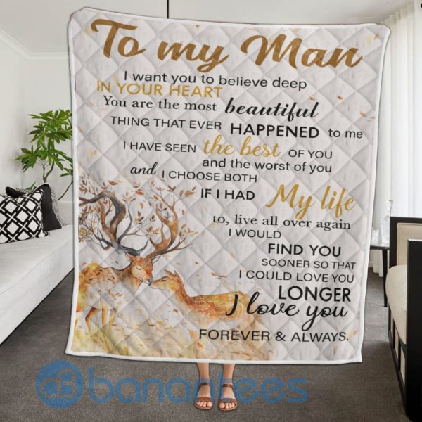 To My Man Deer Quilt Blanket Quilt Product Photo