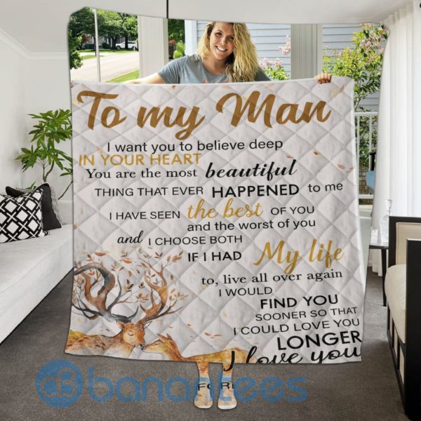 To My Man Deer Quilt Blanket Quilt Product Photo