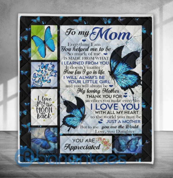 To My Mom Butterfly Quilt Blanket Quilt Product Photo