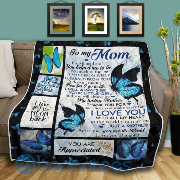 To My Mom Butterfly Quilt Blanket Quilt Product Photo