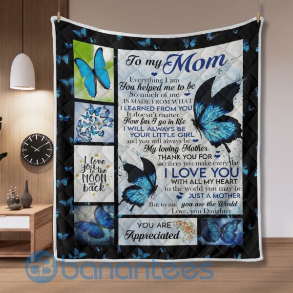 To My Mom Butterfly Quilt Blanket Quilt Product Photo
