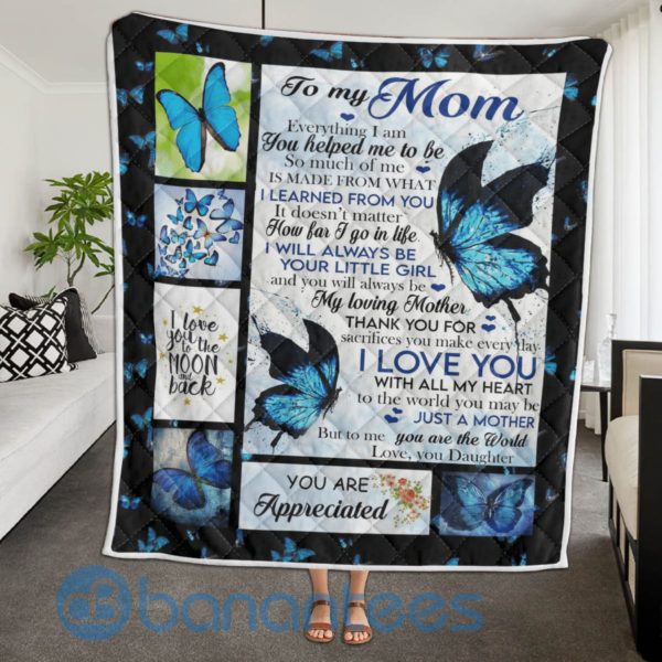 To My Mom Butterfly Quilt Blanket Quilt Product Photo