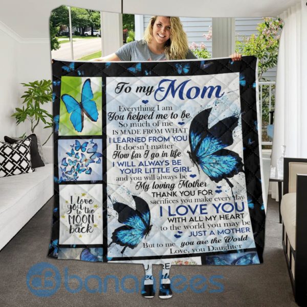 To My Mom Butterfly Quilt Blanket Quilt Product Photo