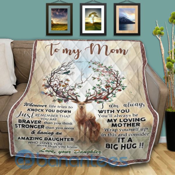 To My Mom Deer Design Quilt Blanket Product Photo