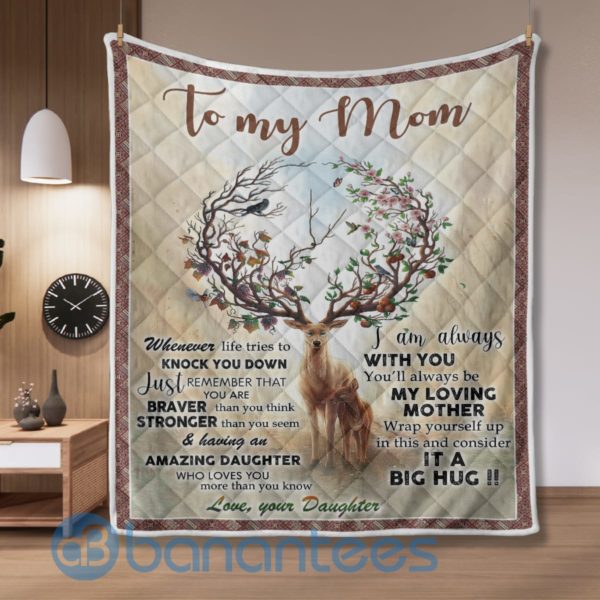 To My Mom Deer Design Quilt Blanket Product Photo