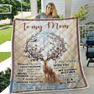 To My Mom Deer Design Quilt Blanket Product Photo
