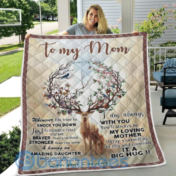 To My Mom Deer Design Quilt Blanket Product Photo