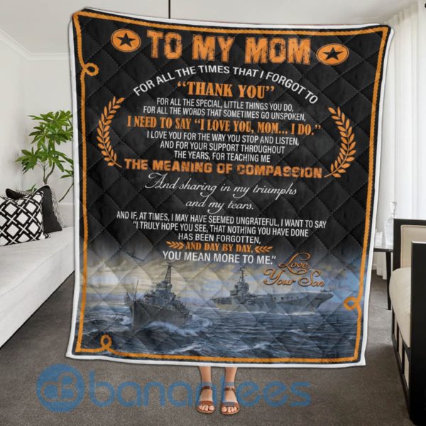 To My Mom For All the Times That I Forgot To Thank You Navy Quilt Blanket Product Photo