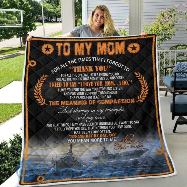 To My Mom For All the Times That I Forgot To Thank You Navy Quilt Blanket Product Photo