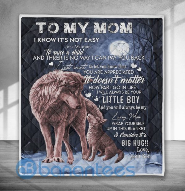To My Mom From Son Wolf Blanket Quilt Product Photo