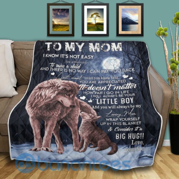 To My Mom From Son Wolf Blanket Quilt Product Photo