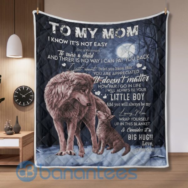 To My Mom From Son Wolf Blanket Quilt Product Photo