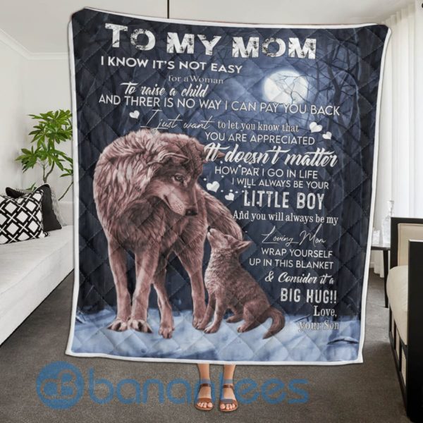 To My Mom From Son Wolf Blanket Quilt Product Photo
