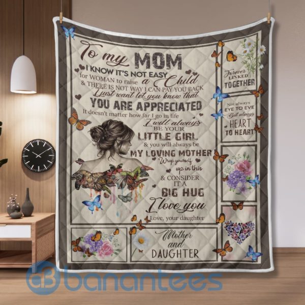To My Mom I Love You Butterfly Blanket Quilt Product Photo