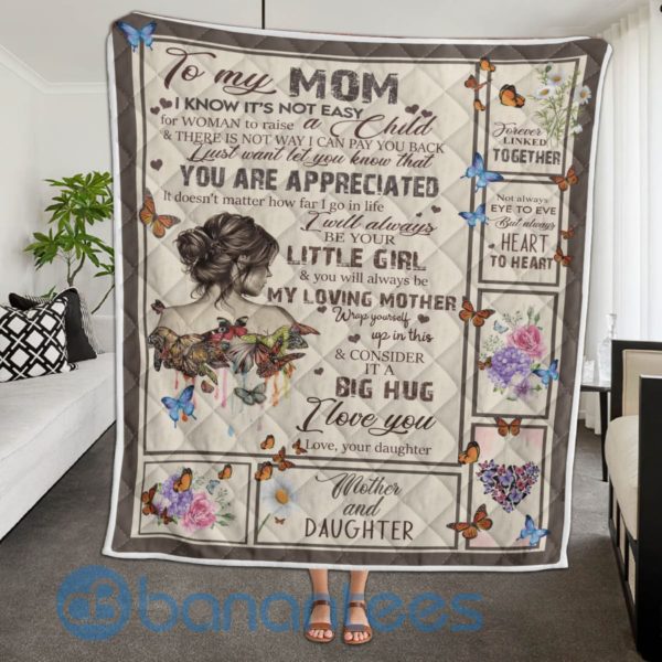 To My Mom I Love You Butterfly Blanket Quilt Product Photo