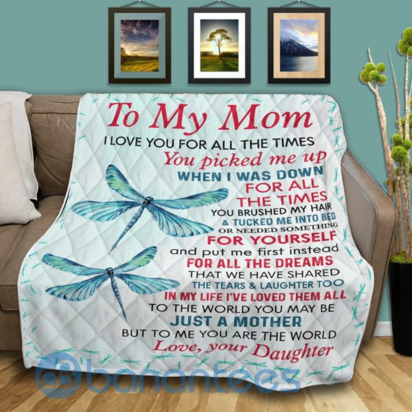To My Mom I Love You Dragonfly Blanket Quilt Product Photo