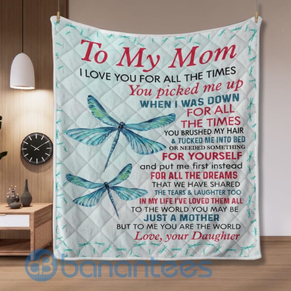 To My Mom I Love You Dragonfly Blanket Quilt Product Photo