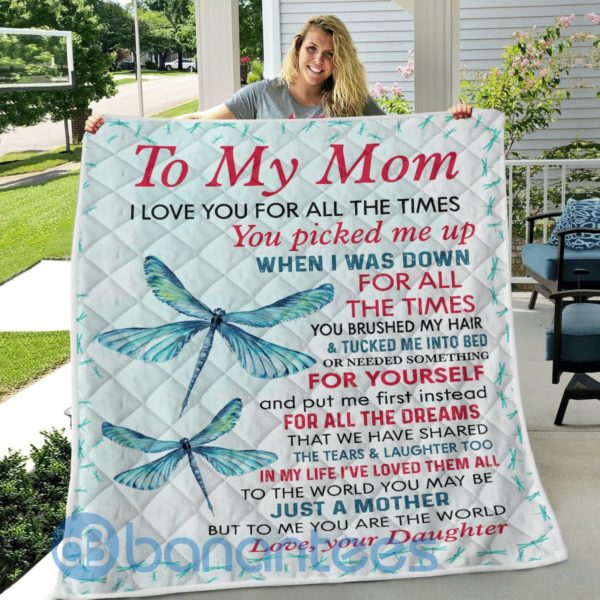 To My Mom I Love You Dragonfly Blanket Quilt Product Photo