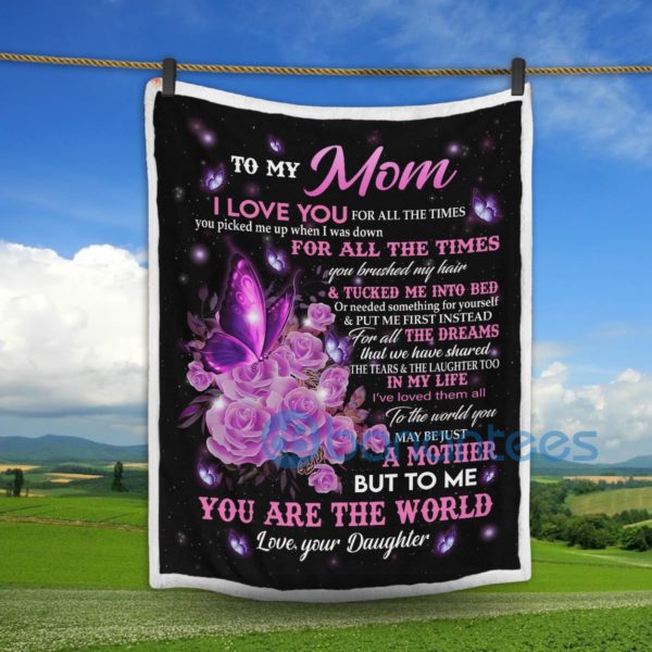 To My Mom I Love You For All The Times Butterfly Sherpa Blanket Product Photo