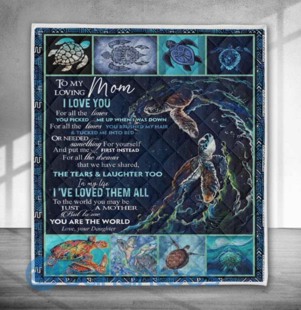 To My Mom I Love You For All The Times Turtle Blanket Quilt Product Photo