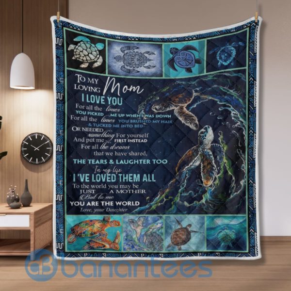 To My Mom I Love You For All The Times Turtle Blanket Quilt Product Photo