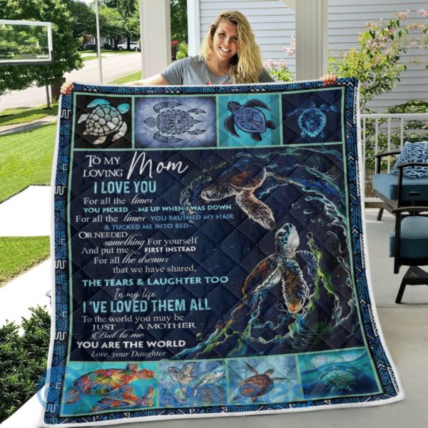 To My Mom I Love You For All The Times Turtle Blanket Quilt Product Photo
