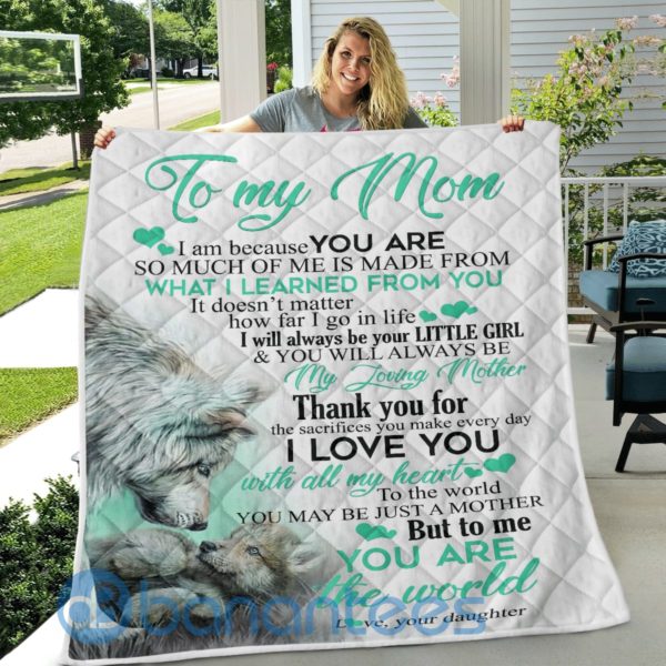 To My Mom I Love You Wolf Blanket Quilt Product Photo