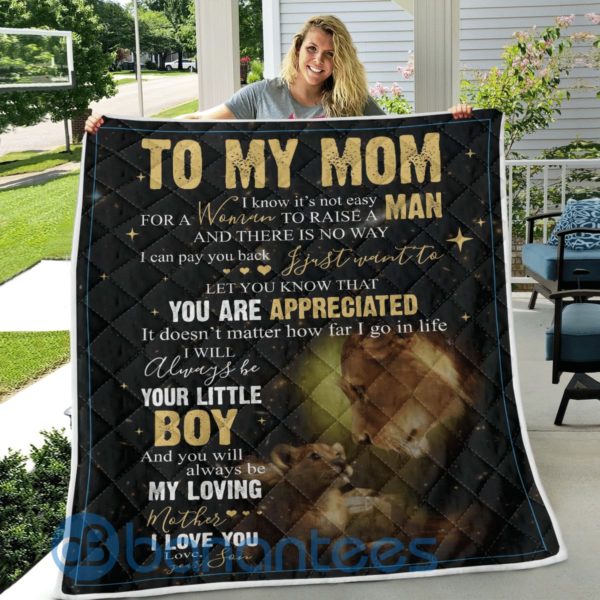 To My Mom I Will Always Be Your Little Boy Lion Blanket Quilt Product Photo